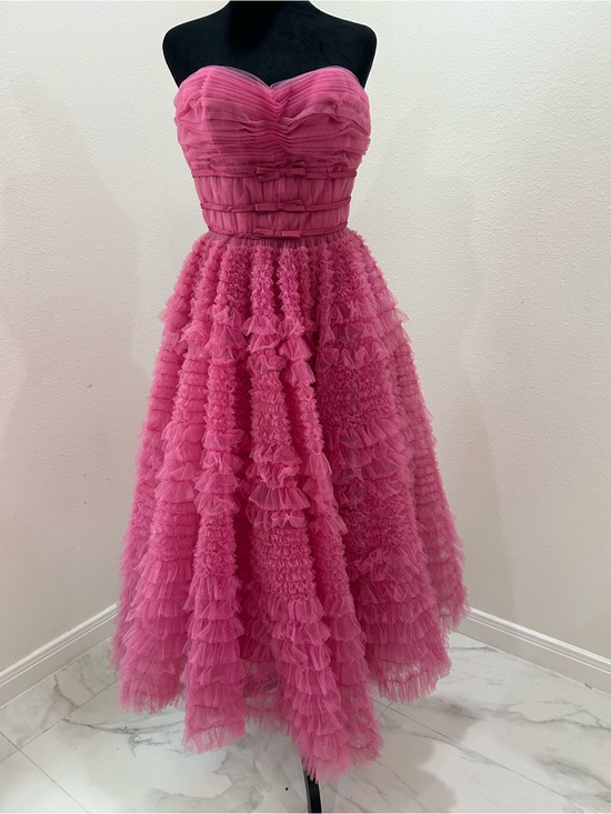 Clifton Wilhite Dresses & Skirts - Clifton Wilhite Vintage 1960’s Pink Ruffled Tulle Strapless Midi Dress